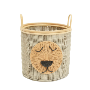 Panier pour enfants en rotin en osier avec visage d'ours accrocheur pour la lessive et les jouets de rangement dans la décoration de la chambre d'enfant fabriqué au Vietnam - Product Image 5