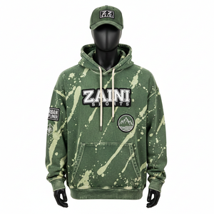 Sweat-shirt vert délavé à l'acide lourd 350GSM en molleton de coton premium Logo et patchs brodés personnalisés Sweat-shirt basique moderne - Product Image 1