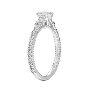 Halo Design 10K Oro amarillo Moissanite Anillo de compromiso de diamante de corte brillante redondo para boda - Product Image 2