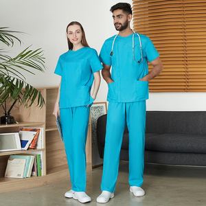 Costume de gommage unisexe de qualité hospitalière avec haut et pantalon en coton pour infirmière portant un uniforme confortable et respirant - Product Image 3