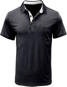 Polos atléticos de manga corta para hombre, camisetas de golf informales que absorben la humedad, camisetas con logotipo personalizado sólido con cuello y bolsillo - Product Image 2