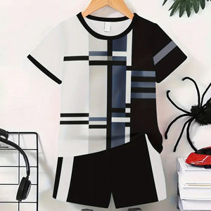 2025 venta al por mayor verano 100% algodón manga corta niños ropa conjuntos niños y niños camiseta y pantalones cortos - Product Image 5