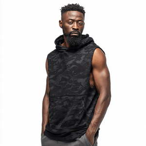 Sudadera con capucha sin mangas con estampado de camuflaje, camiseta para hombre, ropa deportiva para correr, capucha de camuflaje, Sudadera con capucha con estampado de entrenamiento para hombre - Product Image 1