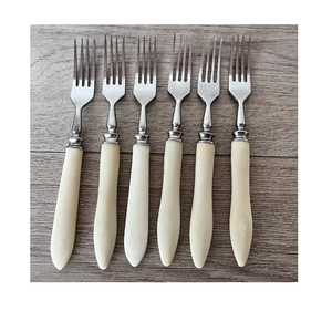Cuillère en acier inoxydable 8 pièces couteau fourchette ensemble de couverts réutilisable en corne naturelle manche en os argenterie cuillère en acier miroir - Product Image 6