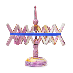 Ensemble de crochets en résine marbrée faits à la main avec bol et support en fil de hêtre - Product Image 1