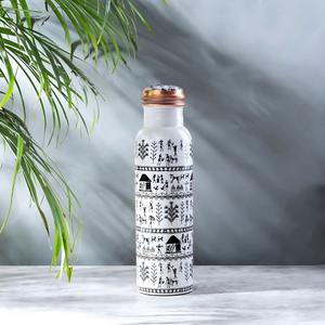 Eco-Friendly Copper <b>Water</b> <b>Bottle</b> Classic Hammered Texture for Daily Use <b>Gym</b> Office or Home Health Benefits Metal Material - Product Image 1