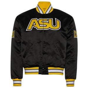 Veste bomber en satin tendance pour hommes, style universitaire, 100% polyester tissé, vêtements d'extérieur d'hiver, streetwear décontracté - Product Image 1