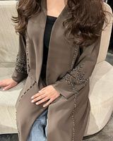 Robe islamique traditionnelle modeste pour femmes, longue abaya cardigan en soie brodée, style Dubaï, anti-plis, pour la prière, pour adultes
