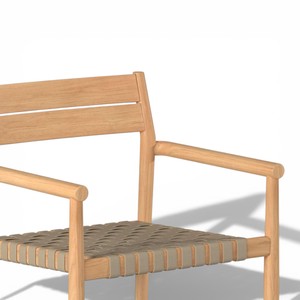 Silla de Comedor Moderna de Madera de Teca Maciza con Asiento de Mimbre Tejido, Silla de Estilo Nórdico para Restaurante, Hotel y Muebles de Comedor para el Hogar - Product Image 3