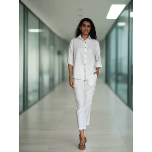Conjunto coordinado Serene White para primavera/verano con manga tres cuartos - Product Image 4