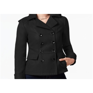 Giacca da donna Celebrity Pink a doppio petto con cappuccio, modello Peacoat, invernale, nera, taglia M, in tessuto, antivento e traspirante, tinta - Product Image 2