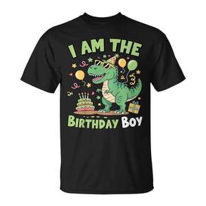 Maglietta per Festa di Compleanno a Tema Dinosauro T-Rex per Ragazzi, Prodotto Promozionale - Product Image 1