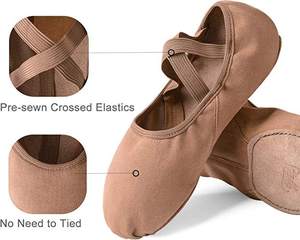 Vente directe d'usine lavable semelle fendue en cuir d'origine chaussures de danse de ballet souple chaussures en cuir véritable - Product Image 5