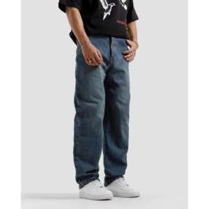 กางเกงยีนส์ทรงตรงสไตล์วินเทอร์วินเทจ ล้างสีแบบสโตนวอช ปักลายเทคนิคการถักแบบ Y2K ฮิปฮอป แต่งผ้าแบบแพทช์เวิร์ค สีเข้มและสีอ่อน - Product Image 5