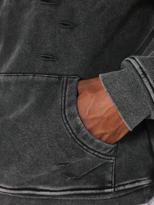 Tendance en détresse lavé à capuche personnalisé hommes tendance pull à capuche imprimé polaire confortable - Product Image 3