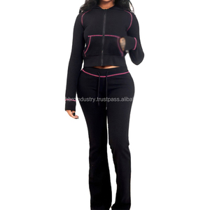 Damen Streetwear 2-teilige Sets Outfit Herbst kleidung Damen Hoodies Crop Top und <span class=keywords><strong>Flare</strong></span> Pants Sets Lässige Trainings anzüge Damen Set - Product Image 5