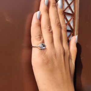 Bague de fiançailles de mariage classique pour femme Sparkle Shiny Hexagon Rose Cut 925 Sterling Silver Lab Grown Diamond IGI Certified - Product Image 2