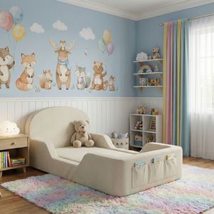 High Quality Twin Toddler Bed Full <b>Foam</b> Eco-Friendly Velvet <b>Upholstery</b> Comfortable Modern Design Soft Compressed Kindergarten - Product Image 2