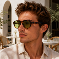 Lunettes de soleil polarisées carrées noires Mellume faites à la main pour femmes, style rétro en acétate, pour la conduite, pour hommes