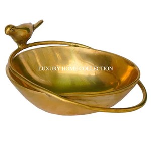 Maravilloso diseño de forma redonda decoración de flores de latón antiguo Urli Bowl más alta calidad Vintage Classic Table Top Urli Set - Product Image 5