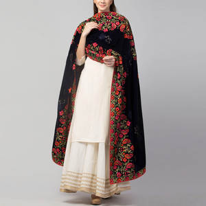 ผ้าคลุมไหล่ขนสัตว์สองด้านสำหรับผู้หญิงแบบดั้งเดิมปักลายผ้ากำมะหยี่สวมใส่สบายๆในฤดูหนาว - Product Image 3