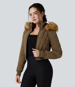 Veste matelassée légère à manches longues pour femme, résistante à l'eau, de haute qualité, personnalisable, entièrement zippée, pliable, avec capuche, votre propre logo - Product Image 3