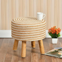 Pouf en jute fait main, tabouret bohème chic, décoration d'intérieur, accent texturé, tabouret en jute vintage, pour salon et chambre à coucher, pouf rond
