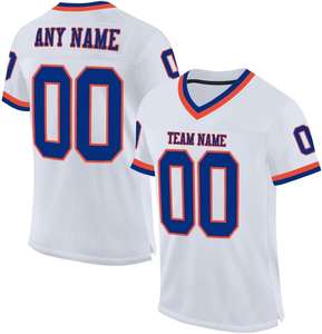 Camiseta de fútbol blanca personalizada con detalles verdes para hombre, uniforme de equipo sublimado con cuello en V, manga corta, opción de logotipo, nombre y número, malla - Product Image 5