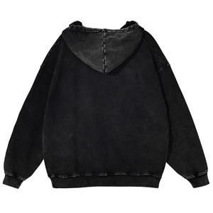 Sweat à capuche zippé pour homme, coupe classique, 100% coton, écologique et respirant, avec logo personnalisé brodé, effet délavé, idéal pour l'hiver - Product Image 2