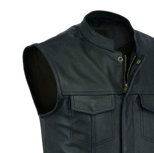 Venta al por mayor Chaleco de cuero de alta calidad para los hombres diseño personalizado de color de alta calidad Chaleco de cuero transpirable ropa al aire libre los hombres - Product Image 5