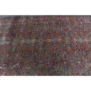 6.6x9.4 ft Vintage Rug, <b>Red</b> Polka dot Turkish <b>Wool</b> Rug - Product Image 5