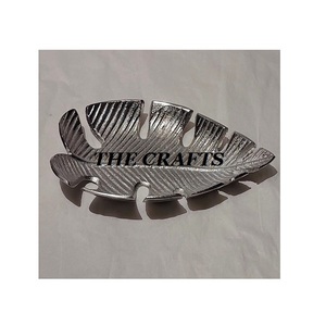 Plateau de service de chocolats à dessert de qualité supérieure en aluminium couleur argent plateau à feuilles plat pour la vaisselle - Product Image 1