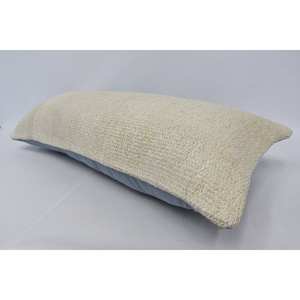 Vintage Floral Square Pillow 16x36 Inch Woven <b>Wool</b> and Linen Soft and Rustic Charm for Living Room Floor Off-<b>White</b> - Product Image 5