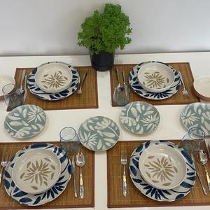 ชุดจานอาหารค่ำเซรามิคลายพิมพ์พฤกษศาสตร์ ลวดลายศิลปะ ผิวเคลือบเงา ทนทาน เหมาะสำหรับตกแต่งโต๊ะอาหารสไตล์ร่วมสมัย - Product Image 2