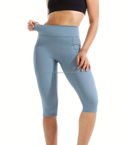 OEM Custom High Waist Soft Women's Solid Full Length Yoga Leggings with Custom Logo Breathable Spandex/Nylon Compression Pants - Product Image 4