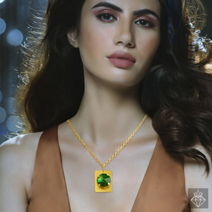 PRAO Conjunto de collar de Esmeralda hecho a mano con pendientes chapados en oro Joyería de moda antideslustre para mujeres para bodas y fiestas - Product Image 2