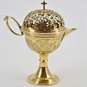 Brûleur d'encens à charbon de bois antique GospelGlow Holy Flame Encensoir en laiton artisanal pour la messe et les offrandes spirituelles - Product Image 4