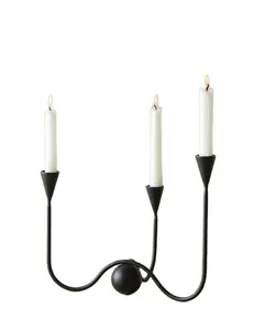 印度制造定制蜡烛台桌面黑色涂层几何蜡烛台蜡烛台办公室家居装饰用