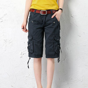 Respirant Femmes Coton Shorts Multi Poches Dames Cargo Shorts Conception Personnalisée Filles Sergé Shorts - Product Image 2