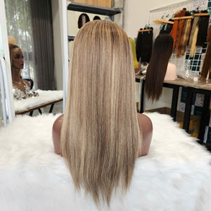Super pelucas de la mejor calidad, extensiones de cabello humano vietnamita crudo marrón resaltado recto, pelucas de cabello humano Premium - Product Image 5