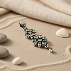 Colgante de Plata 925 con Aguamarina para Mujer, Chapado en Rodio con Oro Rosa, Estilo Religioso, Joyería con Dije - Product Image 2