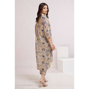 Ensemble de costume formel 2 pièces beige non cousu pour femme, motif floral uni, col mandala, sur mesure, grandes tailles XS, pour événements, avec fermeture éclair - Product Image 5