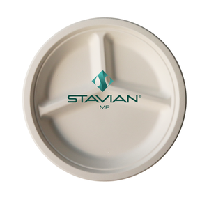 Placa redonda sostenible de 9 pulgadas y 3 compartimentos, respetuosa con el medio ambiente, 100% fibras biodegradables a base de plantas hechas de Vietnam - Product Image 2