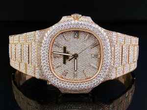 Moissanite Diamond Watch Fully Iced Out 925 Sterling Silver <b>Automatic</b> Movement Watch Burst Down <b>Wristwatch</b> Stainless Steel Watch - Product Image 2