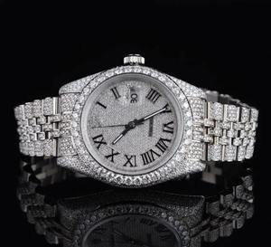 Reloj de Pulsera de Lujo para Hombre, de Acero Inoxidable, con Cuarzo, Estilo Antiguo, con Diamantes de Moissanita, para Fiestas y Ocasiones Especiales - Product Image 4