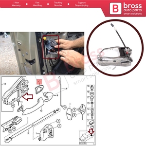 Support de poignée de porte de voiture BDP995, boîtier de poignée arrière gauche 51228243635 pour X5 E53 2000-2006 - Product Image 5