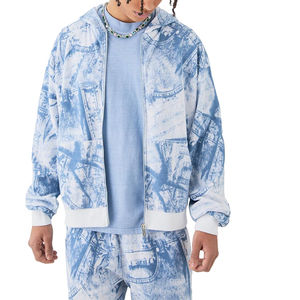 Ensemble de survêtement pour homme en molleton tissé lourd imprimé vintage surdimensionné à fermeture éclair de haute qualité pour l'hiver - Product Image 1