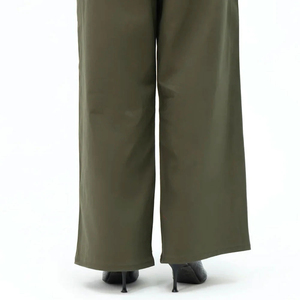 High Waist Wide Leg <b>Pants</b> Solid Color Pleated Front Loose Fit Full Length Cotton Bamboo Fiber Anti-Wrinkle Casual Autumn Women's - Product Image 3