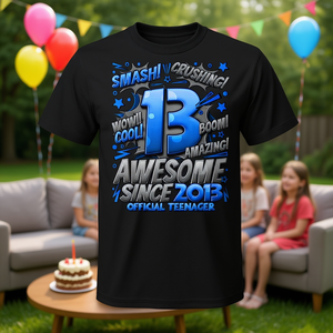 T-shirt ufficiale Nager per ragazzi di 13 anni, t-shirt promozionale per il 13° compleanno - Product Image 3