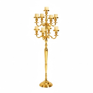 Luxury Vintage 9 Arm Metal <b>Candelabra</b> Handmade <b>Gold</b> Plated for Home and Wedding Floor Decoration Centerpieces - Product Image 1